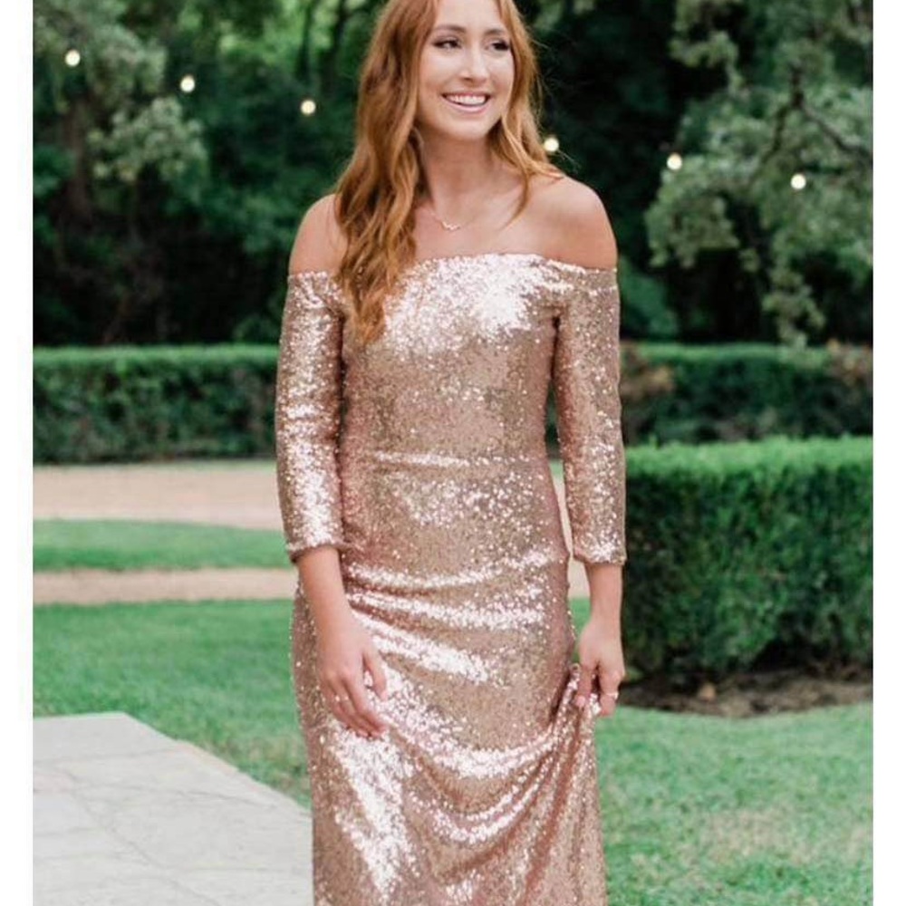 Revelry Rose Gold Sequin Cocktail Length Dress